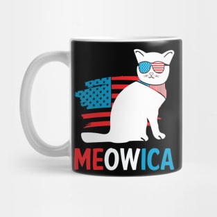 Cat 4th Of July Meowica Patriotic Kitten American Flag Funny Mug